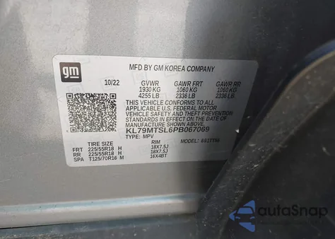 2023 Chevrolet Trailblazer Fwd Rs z USA, uszkodzony, nr VIN KL79MTSL6PB067069